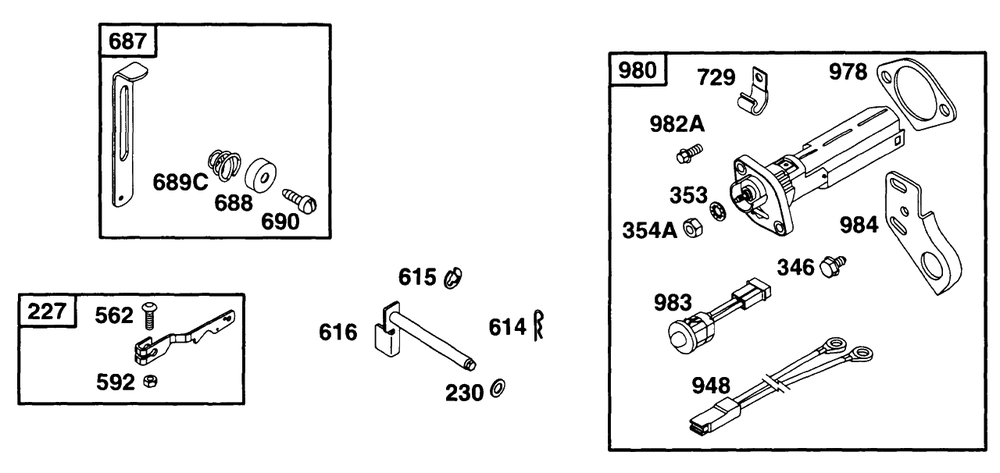 Controls, Oil Gard Diagram and Parts List for 171432-0301-XX  Briggs and Stratton Engine